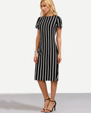 Vertical stripe shift dress